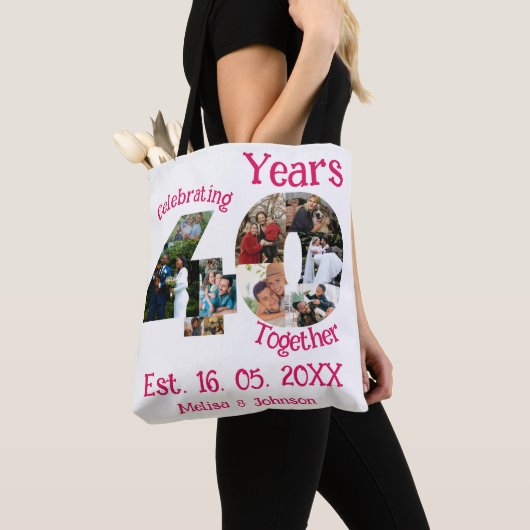 Ruby Red 40th Wedding Jubileum 11 Foto Collage Tote Bag (Dichtbij)