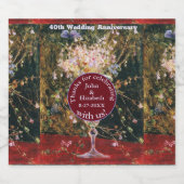 Ruby Red 40th Wedding Jubileum Sparkling Wijnetiket (Enkel label)