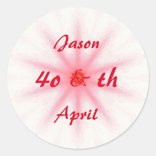 Ruby Red 40th Wedding Jubileum Stickers (Voorkant)