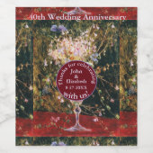 Ruby Red 40th Wedding Jubileum Wijn Etiket (Enkel label)