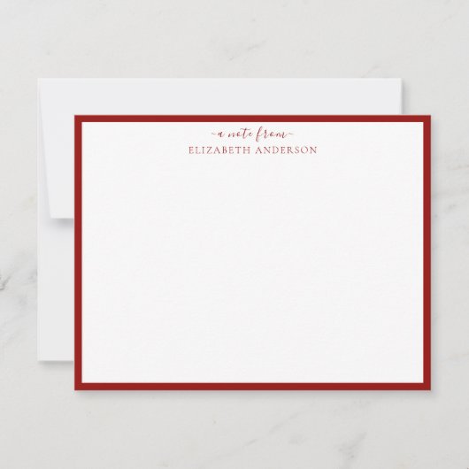 Ruby Red 'A Note from' Classic Border Note Kaart Notitiekaartje (Voorkant)