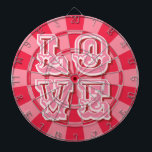 Ruby Red and Pink Vintage LOVE Cute Retro Design Dartbord<br><div class="desc">Ruby Red and Pink Vintage LOVE Cute Retro Design Dartboard.  Perfect for an engagement party or wedding celebration! Also makes a beautiful housewarming keepsake!</div>