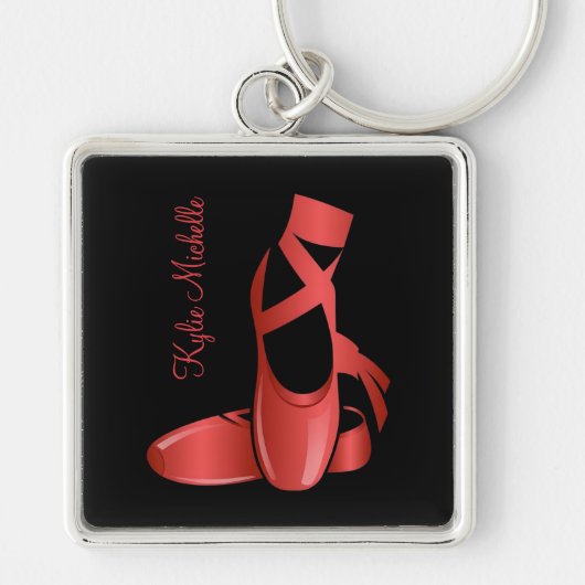 Ruby Red Ballet Slippers met de naam Black Sleutelhanger (Voorkant)