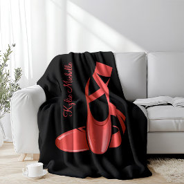 Ruby Red Ballet Slippers w Name Dance Fleece Deken