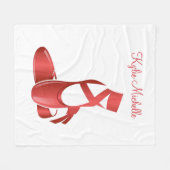 Ruby Red Ballet Slippers w Name Dance Fleece Deken (Voorkant (Horizontaal))