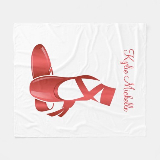 Ruby Red Ballet Slippers w Name Dance Fleece Deken (Voorkant (Horizontaal))