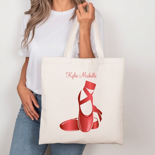 Ruby Red Ballet Slippers w Name Dance Tote Bag