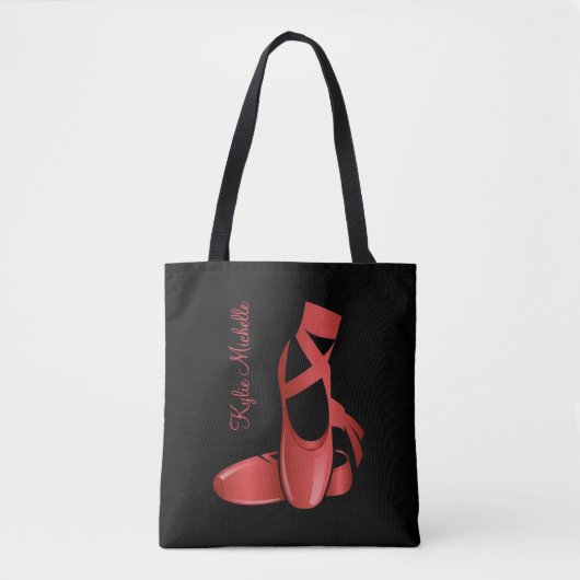 Ruby Red Ballet Slippers w Name Dance Tote Bag (Voorkant)