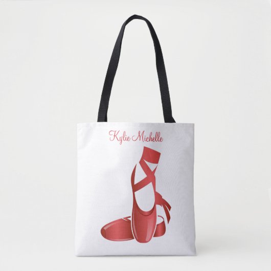 Ruby Red Ballet Slippers w Name Dance Tote Bag (Voorkant)