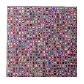 Ruby Red Bijoux Textured Mosaic Tiles Pattern Tegeltje (Voorkant)