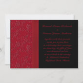 Ruby Red, Black Floral Wedding Invitation Kaart (Achterkant)