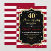 Ruby Red Black Gold 40ste verjaardag Kaart (Voorkant / Achterkant)