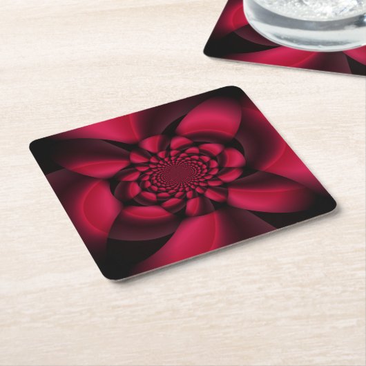 Ruby Red Black Petal Kartonnen Onderzetters (Schuin)