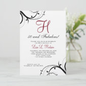 Ruby Red Black White Swirls 50th Birthday Kaart (Staand voorkant)