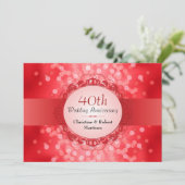 Ruby Red Bokeh 40ste Verjaardagsfeest Kaart (Staand voorkant)