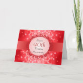 Ruby Red Bokeh 40th Anniversary Kaart (Voorkant)