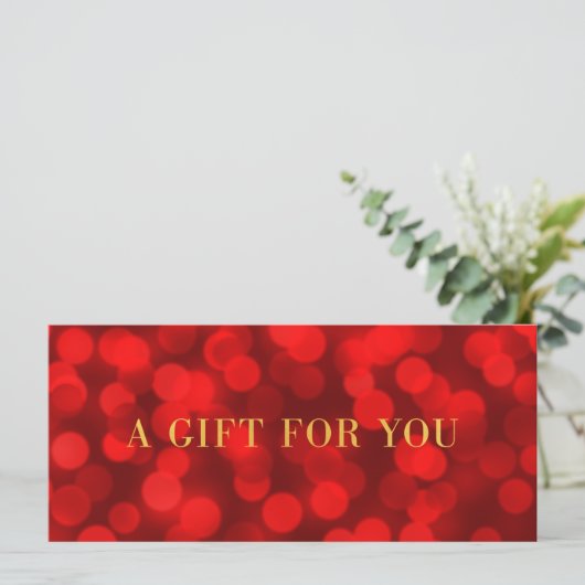 Ruby Red Bokeh Lights Faux Gold Cadeat (Staand voorkant)