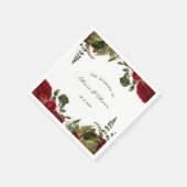 Ruby Red Botanical Peonies Wedding Servet (Hoek)
