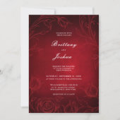 Ruby Red Botanische Rozen Tuin Bruiloft Kaart (Voorkant)