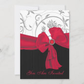 Ruby Red Bow Wedding Rehearsal Dinner Uitnodiging (Voorkant)