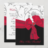 Ruby Red Bow Wedding Rehearsal Dinner Uitnodiging (Voorkant / Achterkant)