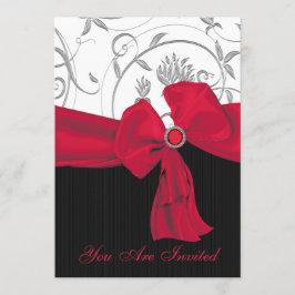 Ruby Red Bow Wedding Rehearsal Dinner Uitnodiging