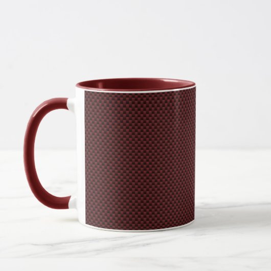 Ruby Red Carbon Style Print Decor Mok (Links)