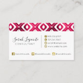 Ruby Red Chic & Elegant Ikat Pattern Visitekaartje (Achterkant)
