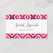 Ruby Red Chic & Elegant Ikat Pattern Visitekaartje (Voorkant)