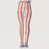 Ruby Red Cream Antiek Matras Ticking Streep Leggings (Voorkant)