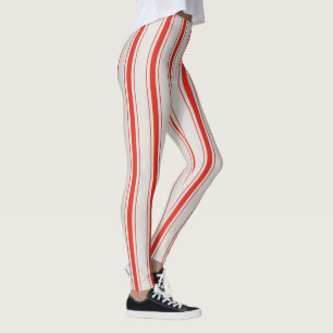 Ruby Red Cream Antiek Matras Ticking Streep Leggings