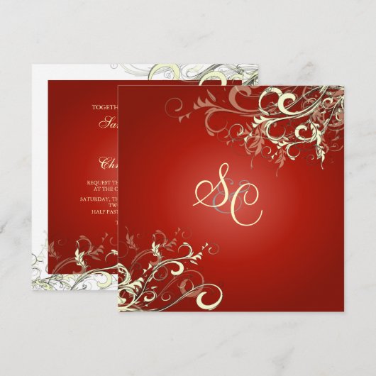 RUBY RED + CREAM SWIRLS KAART (Voorkant / Achterkant)