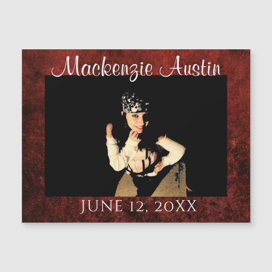 Ruby Red Crimson Foto Afstuderen Keepsake Magnet (Voorkant)