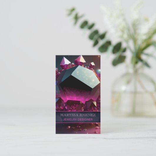 Ruby Red Crystal Elegance Luxe Modern Elegantie Visitekaartje (Staand voorkant)