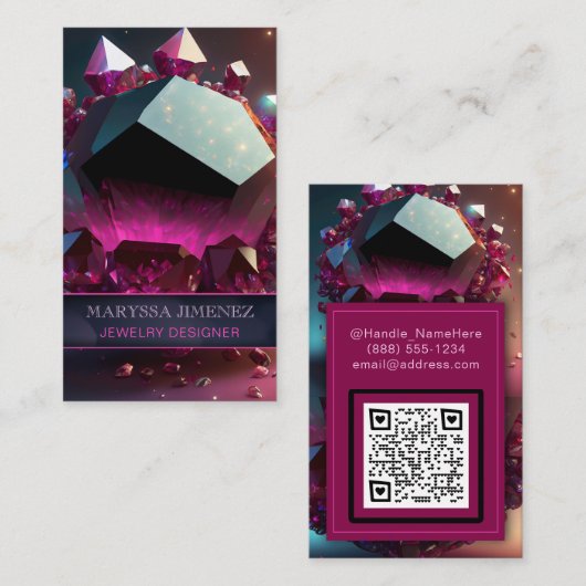 Ruby Red Crystal Elegance Luxe Modern Elegantie Visitekaartje (Voorkant / Achterkant)