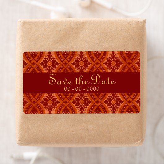 Ruby Red Damask Designer Label (Insitu)