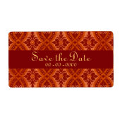 Ruby Red Damask Designer Label (Voorkant)