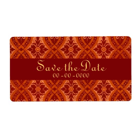 Ruby Red Damask Designer Label (Voorkant)