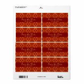 Ruby Red Damask Designer Label (Full Sheet)