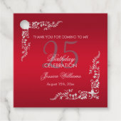 Ruby Red Decoration 25th Birthday Bedankjes Labels (Voorkant)
