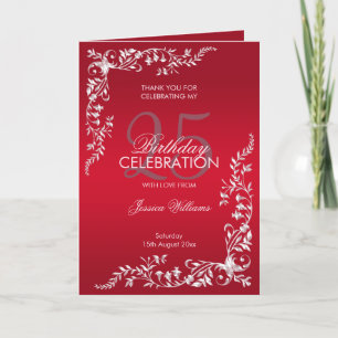 Ruby Red Decoration 25th Birthday Bedankkaart