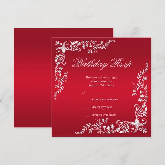 Ruby Red Decoration Birthday RSVP (Voorkant / Achterkant)