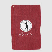 Ruby Red Denim Fabric Print, Vrouw Golfhanddoek (Voorkant)