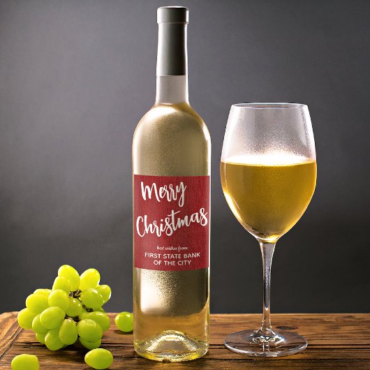 Ruby Red Denim White Script Business Name Set van  Wijn Etiket