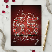 Ruby Red & Diamond Glitter 65th Birthday Briefkaart