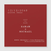 Ruby Red Eenvoudige Trouwmagneet Save the Date (Voorkant)