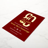 Ruby Red Eighty & Elegant 80th Birthday Gold Folie Uitnodiging (Gedraaid)