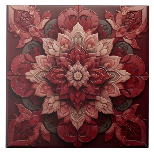 Ruby Red Elegance 3D Effect Designer Tegel Tegeltje (Voorkant)
