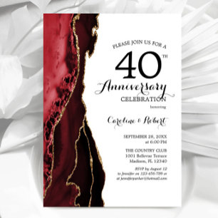 Ruby Red Elegant 40e verjaardag Kaart