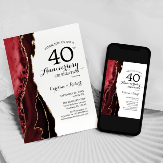 Ruby Red Elegant 40th Anniversary Kaart